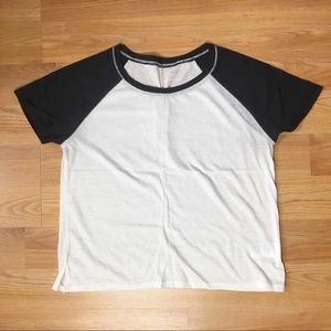 BDG Black and White Color Block Sheer Raglan Tee Size L
